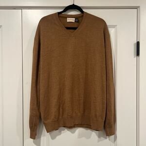 Andrews Inc. Men's Vneck Sweater 100% Extrafine Merino Wool Brown Size XXL‎